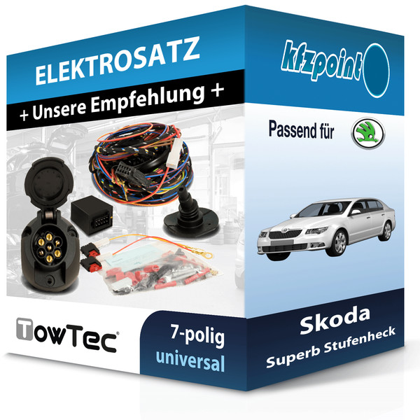 Towtec E-Satz 7Polig Universell Passend für Skoda Superb Stufenheck-image
