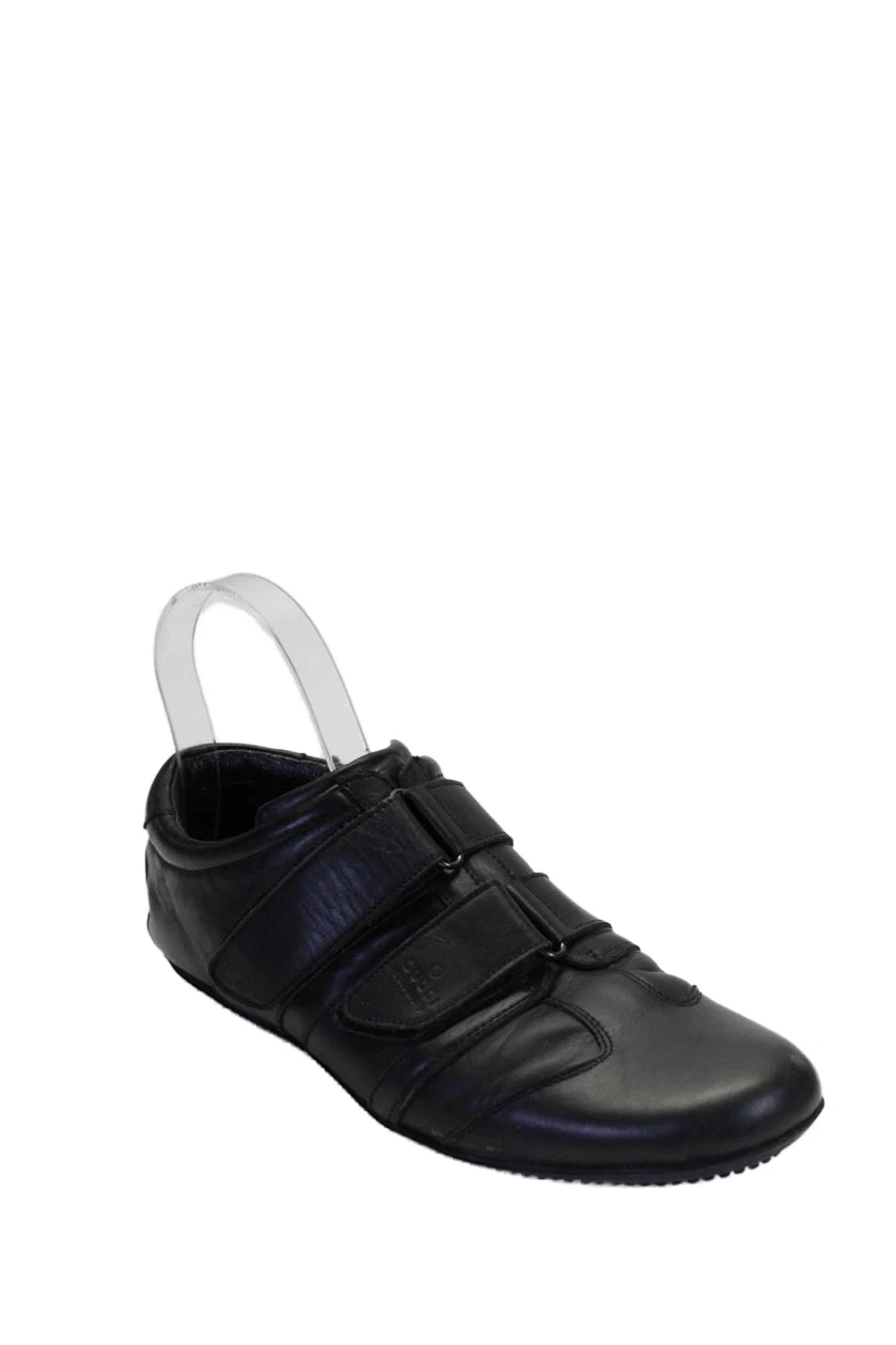 Chaussures Baskets Gucci Femme Noir Double Sangle Pelle Flex Taille 7