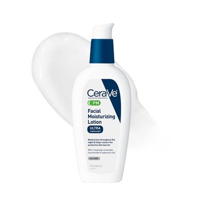 CeraVe PM Facial Moisturizing Lotion Night Cream with Hyaluronic Acid and