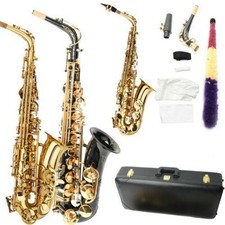 Golden Black Alto Eb Saxophone Sax Gold w/ Case Mouthpiece  Accessories 3 Style