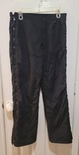 VTG OBERMEYER SNOW/SKI NYLON PANTS Mens Med. Black Winter Waterproof Zip-Up