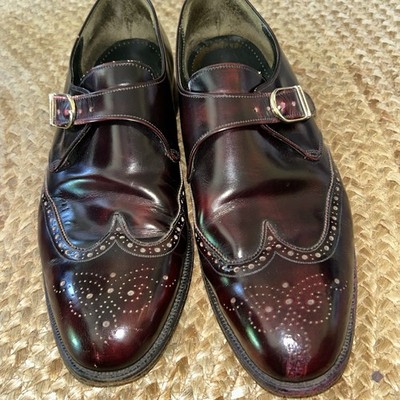 Joseph Cheaney Denham burgunderrote Leder-Brogues mit Mönchsriemen UK 11