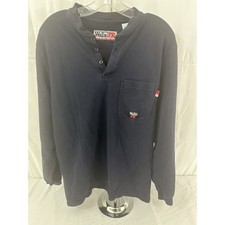 Walls FR Mens Navy Blue Flame Resistant Long Sleeve Henley Work Shirt Size M RG