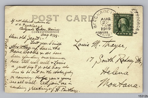 1919 RPPC Scout Camp Log Cabin V. H. Pentlarge Belgrade Lakes Maine ME Postcard - Picture 2 of 4