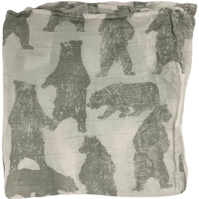 Aden Anais Gray Bear Baby Swaddle Blanket Bamboo White Label 49x49 Forest Soft