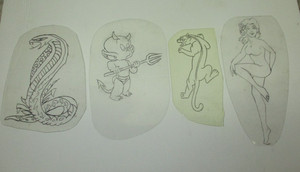 VINTAGE TATTOO FLASH ACETATE LOT 4