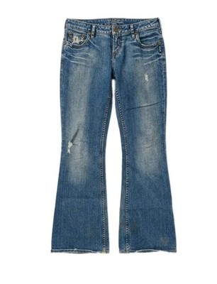 Vtg Y2K Silver Jeans Womens Flare Leg Jeans Distressed Sz 31x32 Boot Jeans Bree