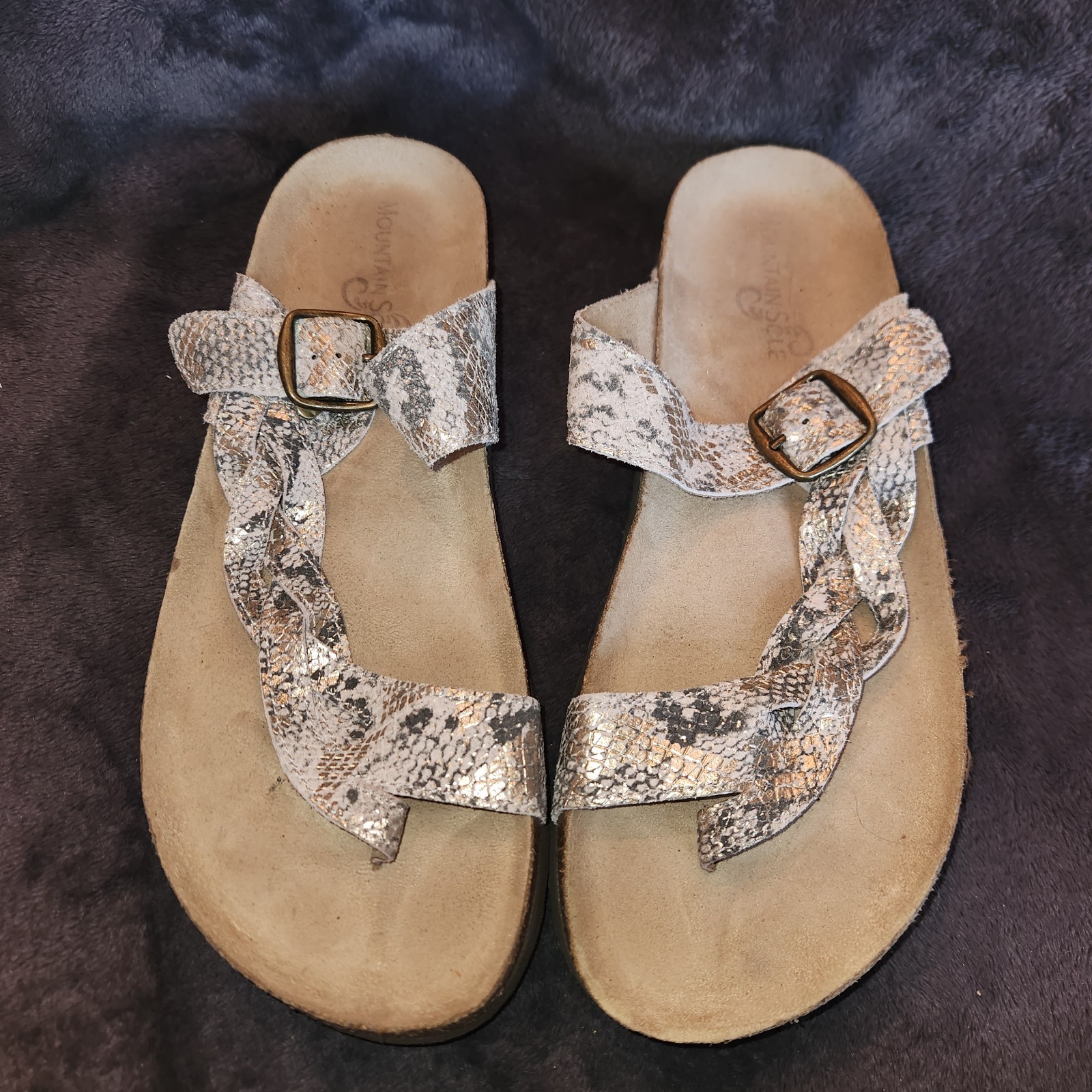 SAOLA Sandali infradito in pelle intrecciata esotica oro suola montagna Hollie taglia 9