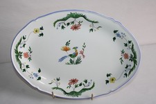 Plat ovale en faïence de Gien décor Oiseaux de Paradis, dim. 30 x 21.5 cm