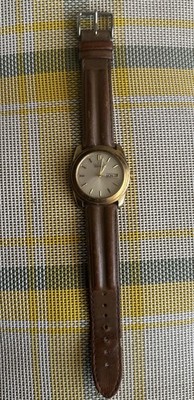 Citizen Men s Eco-Drive Watch E100-H25721 35mm Date Day Leather Gold Japan Works