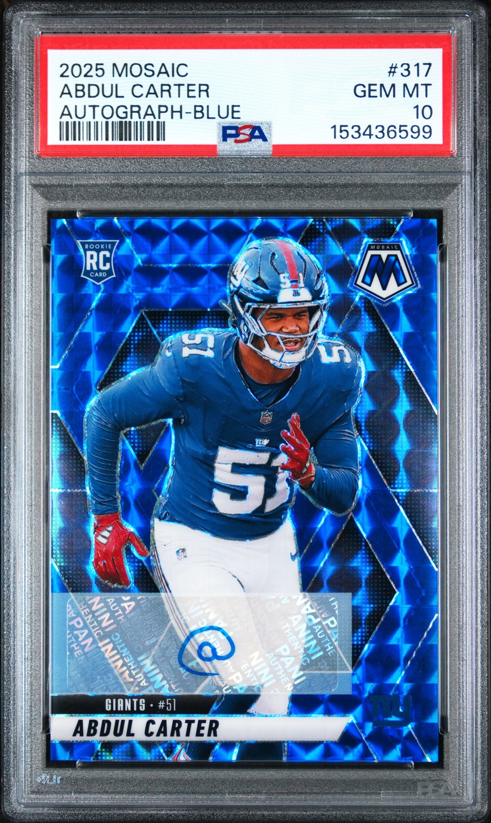 Abdul Carter Panini Mosaic #317 Autograph-Blue