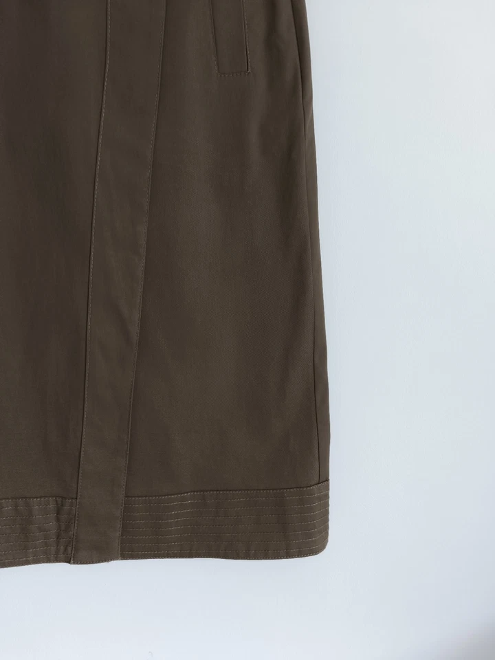 Massimo Dutti Brown/Khaki Pencil Denim Midi Skirt with Pockets and Belt_UK8 EU36 - Image 2 of 4