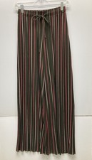 Striped Wide-Leg Pull-On Pleated Pants Women's One Size See Measurements Small