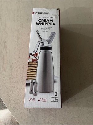 Finedine Aluminum Cream Whipper Stainless Steel Tips Food Grade, 1 Pint