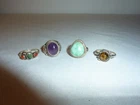 Lot of 4 Vintage Native American Style Sterling Silver Turquoise Amber + Rings