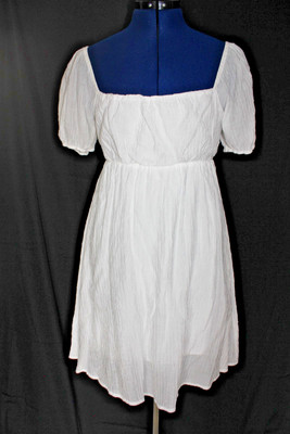 Final Touch White Size Small Puff Sleeve Tie Back Short Sleeve Knee Length Dress