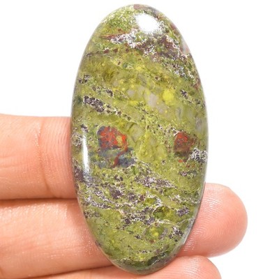 100% Natural Dragon Jasper Oval Shape Cabochon Gemstone 68 Ct 48X25X6 mm A-15275
