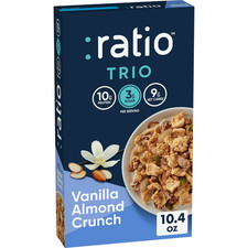Ratio Trio Vanilla Almond Crunch Cereal, 10g Protein, Keto Friendly, 10.4 oz