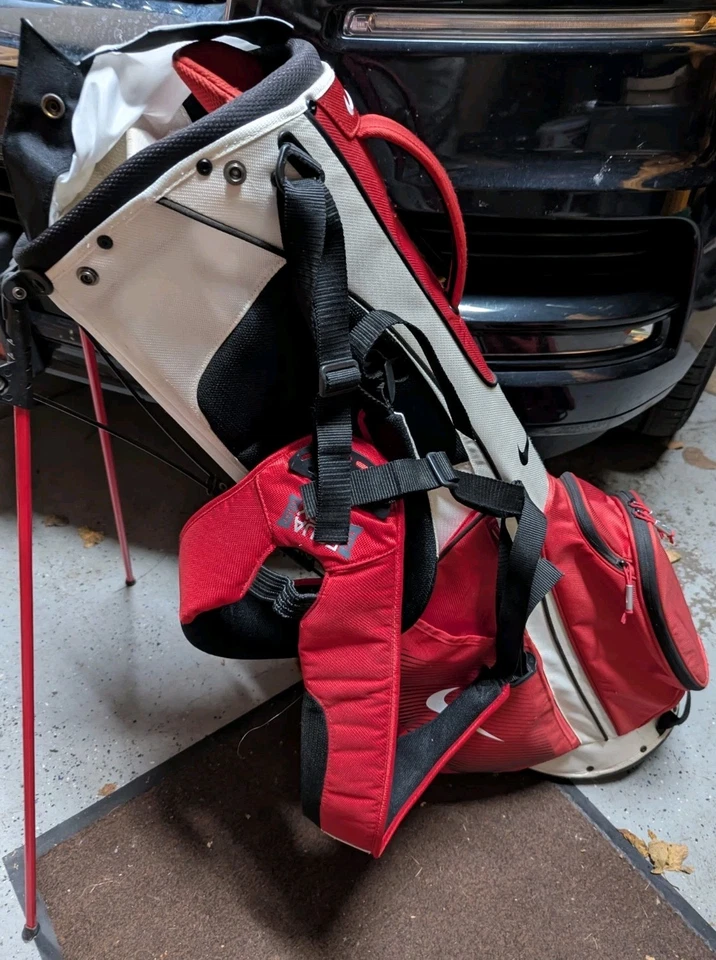 Nike Sport Lite Golf Stand Bag Carry Backpack Strap 5 Way Divider Red White Ohio - Image 3 of 4