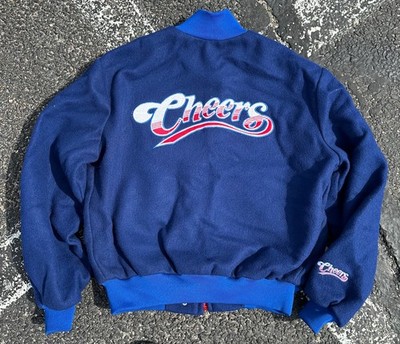 VTG 80s Cheers TV Show Crew Jacket Mens L Blue Varsity Style RARE ON STAR CALI