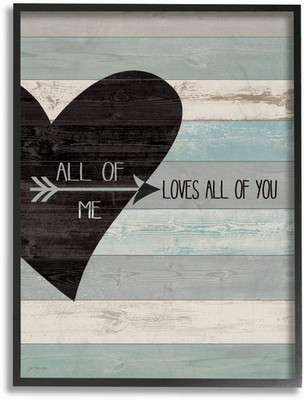 All of Me Loves All of You Distressed Heart Black Framed Wall Art, 24 X 30, Desi