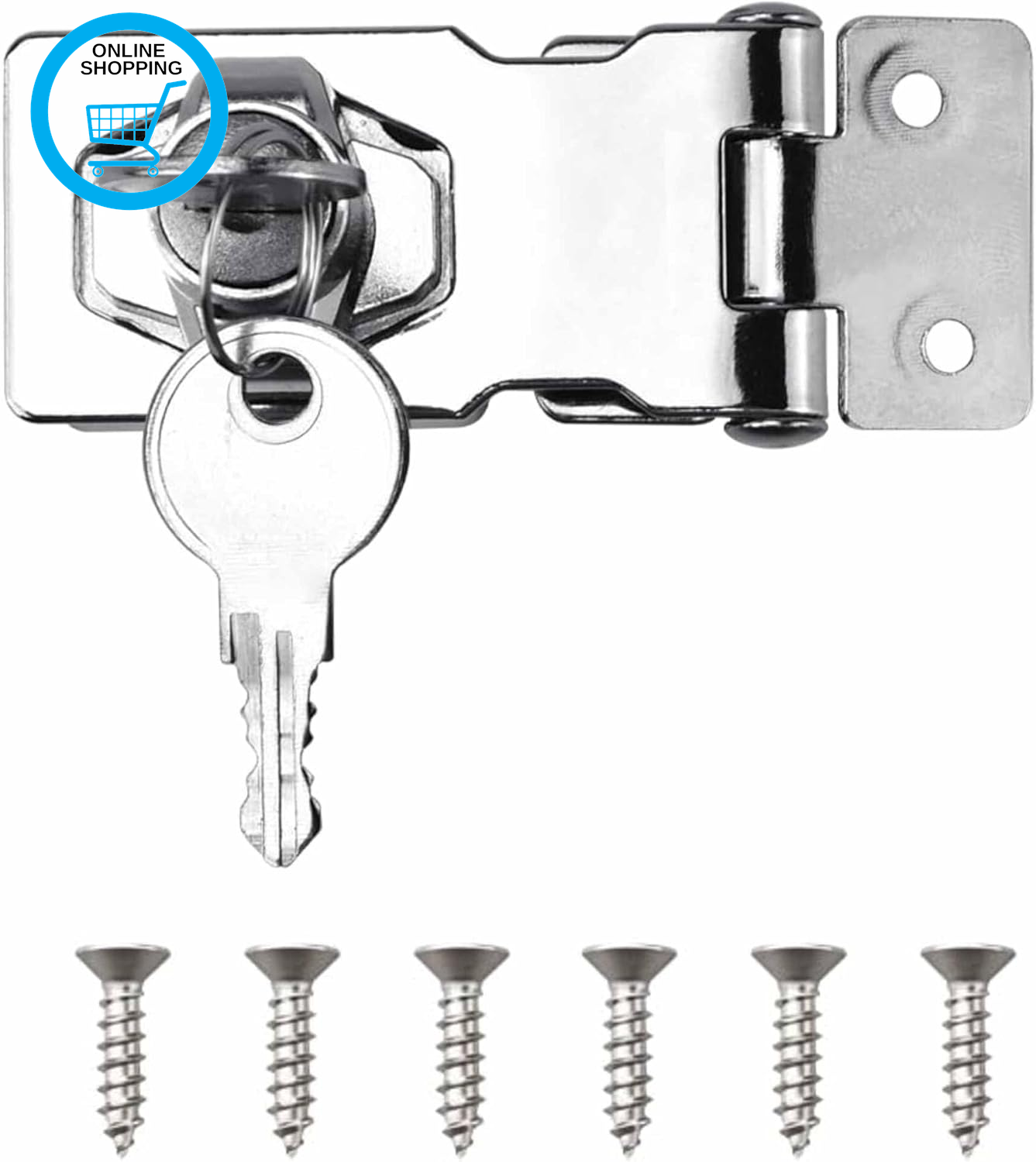 Keyed Hasp Lock Hasp and Staple with Padlock,Heavy Duty Shed Lock Door Lock Hasp