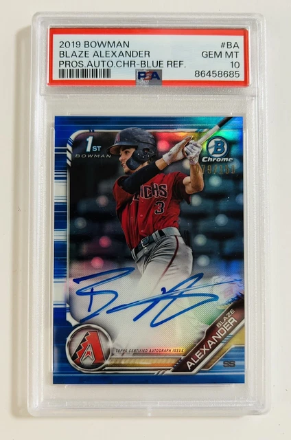 2019 Bowman Blaze Alexander Blue Refractor Chrome Auto #/150 PSA 10