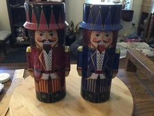 2 Bonnie And Pop Nutcracker Christmas Decorative Tins 9.5" New York Blue And Red