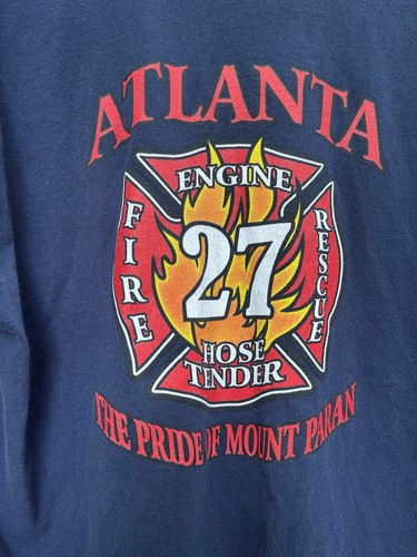 Atlanta Fire Rescue Engine 27 Pride of Mount Paran Blue Short Sleeve Shirt XL