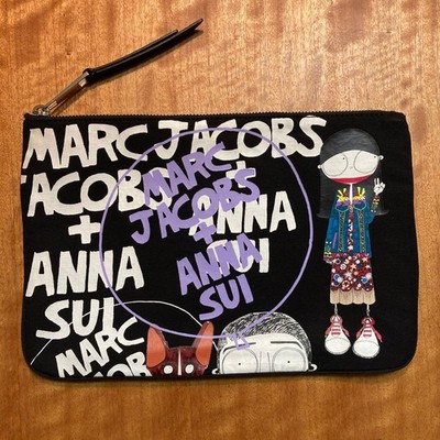 Marc Jacobs x Anna Sui Black Multi Medium Clutch Pouch W28xH18.5cm New