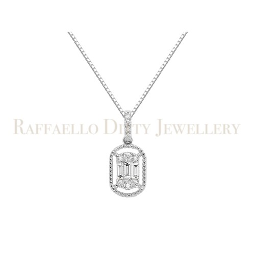 0.19 Ct Diamond Pendant Necklace Real 14K Yellow Gold Rectangular Elegant Gift - Picture 8 of 17