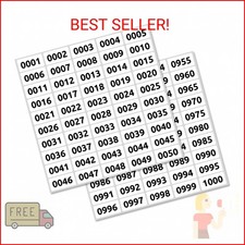 1-1000 Consecutive Number Inventory Labels Stickers Sheets, 1.5" x 0.75"