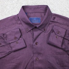 David Donahue Shirt Mens Large Purple 100 Cotton Long Sleeve Button Down