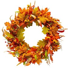 24" Inch Fall Wreath Farmhouse Autumn Door Decor Thanksgiving Front Door