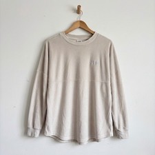 PINK Victoria's Secret Velour Spirit Jersey Sweatshirt Beige XS Oversized Logo