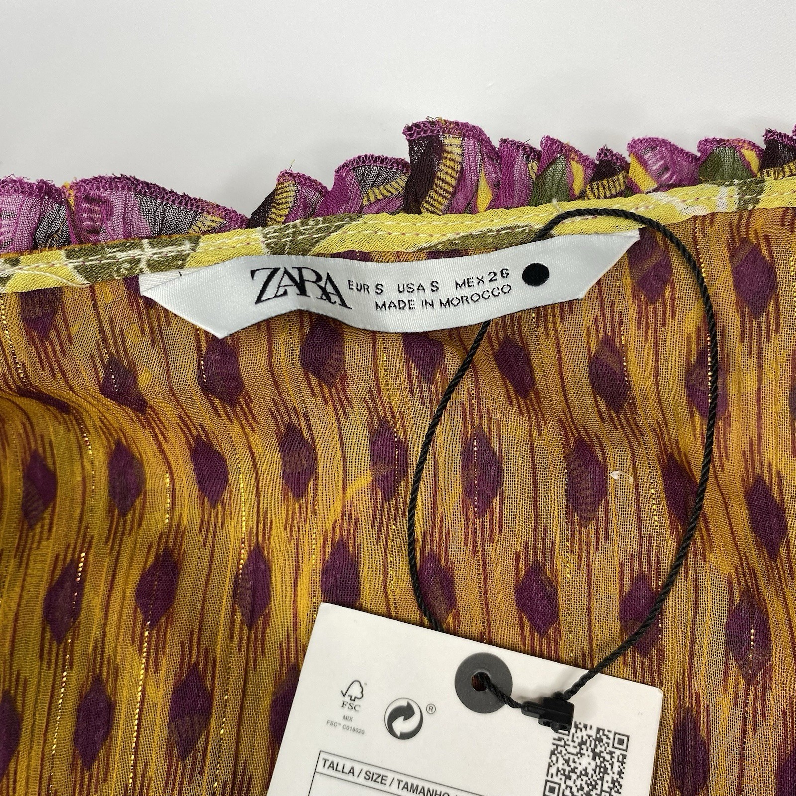 Zara halter peplum boho hippie Festival multicolor Metallic Blouse Women’s Sz S thumbnail 11