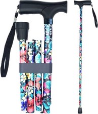 Folding Walking Cane Printed Adjustable for Women
