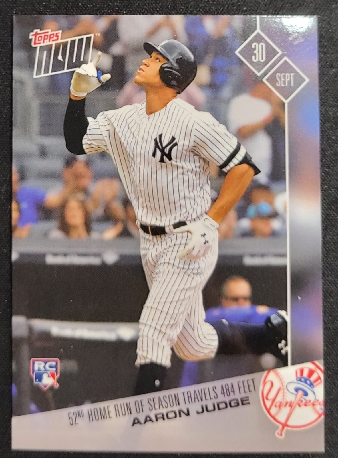 AARON JUDGE 2017 TOPPS NOW #674 52ND HOME RUN OF THE SEASON TRAVELS 484 FEET 