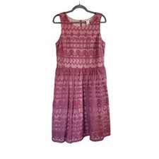 Sundance Rose Pink Mesh Embroidered In A Heartbeat Sleeveless Dress, Size 10