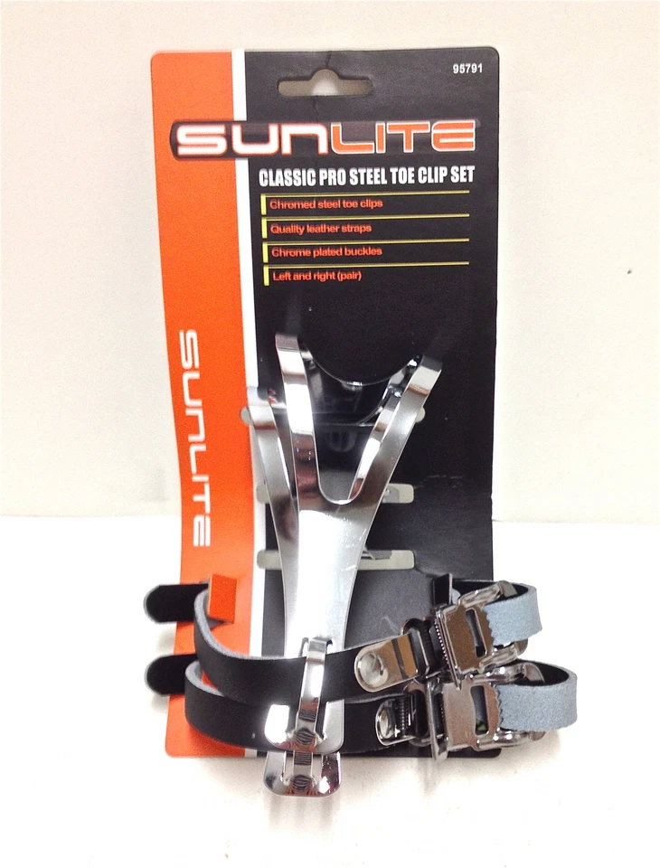 STEEL CLASSIC PRO MOUNTAIN BICYCLE BIKE MTB ATB TOE CLIPS W/STRAPS PAIR 95791 - Image 3 of 3