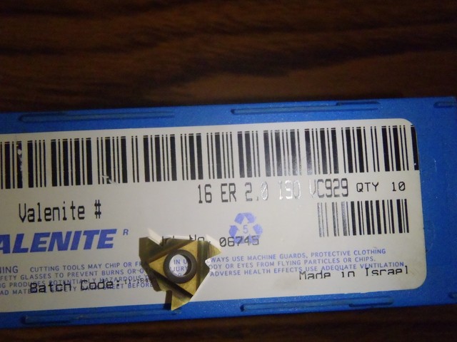 Valenite 16 ER 2.0 ISO VC929 Carbide Thread Insert