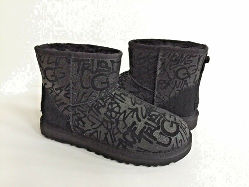 UGG MINI STREET SPARKLE GRAFFITI BLACK 