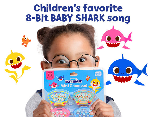 Pack 4) Baby Shark 8-bit Song Kids Mini Game Fidget Gamepad Family