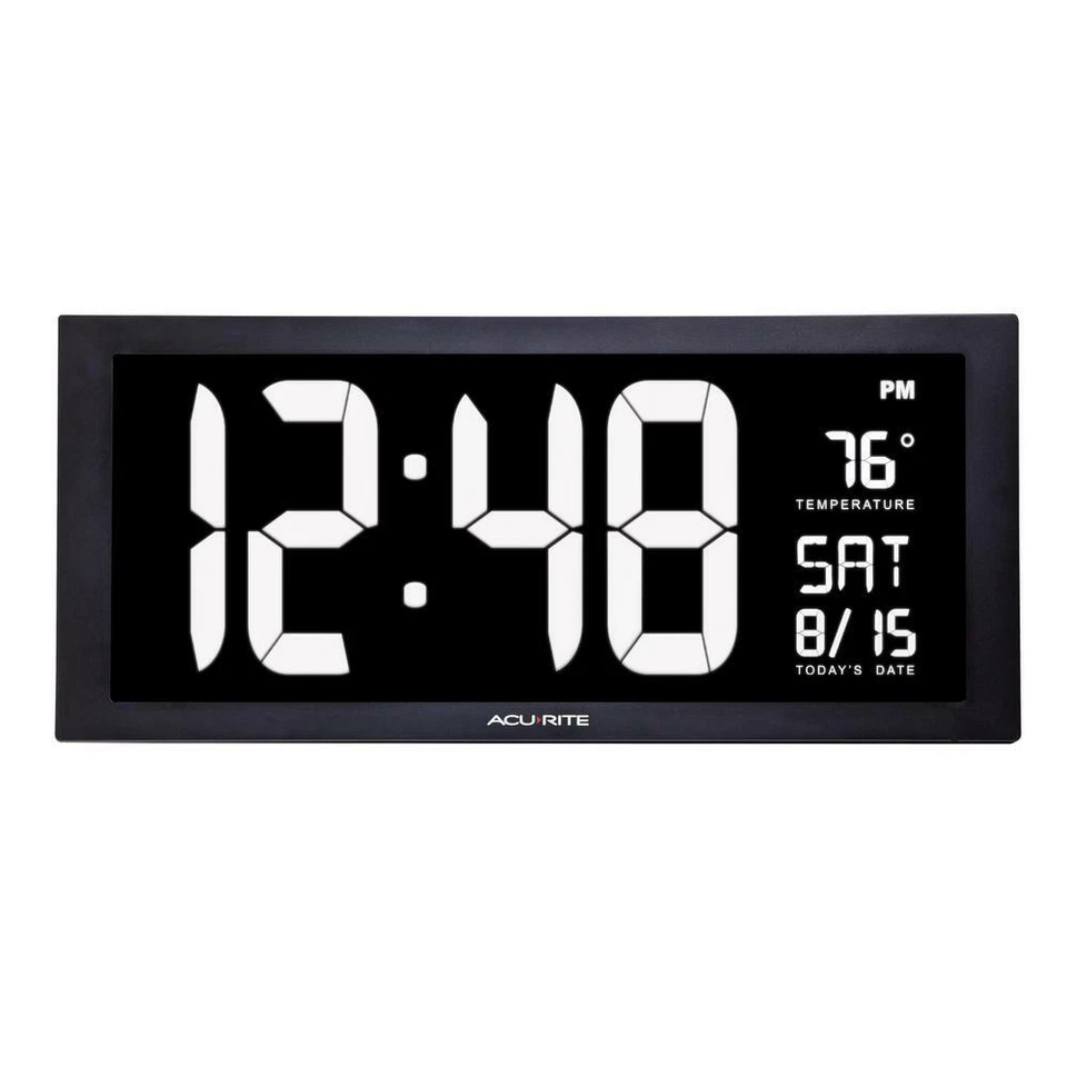 AcuRite LED Clock 18 in. Large Indoor Temperature White Display Wall-Mounting - Image 4 of 4