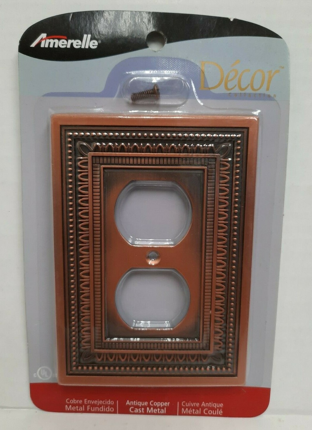 Amerelle Antique Copper Filigree Cast Metal Duplex Outlet Wall Plate 83DAC New