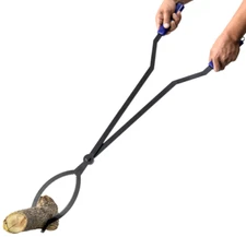 40" Heavy-Duty Fire Tongs, Serrated Log Grabber for Firewood