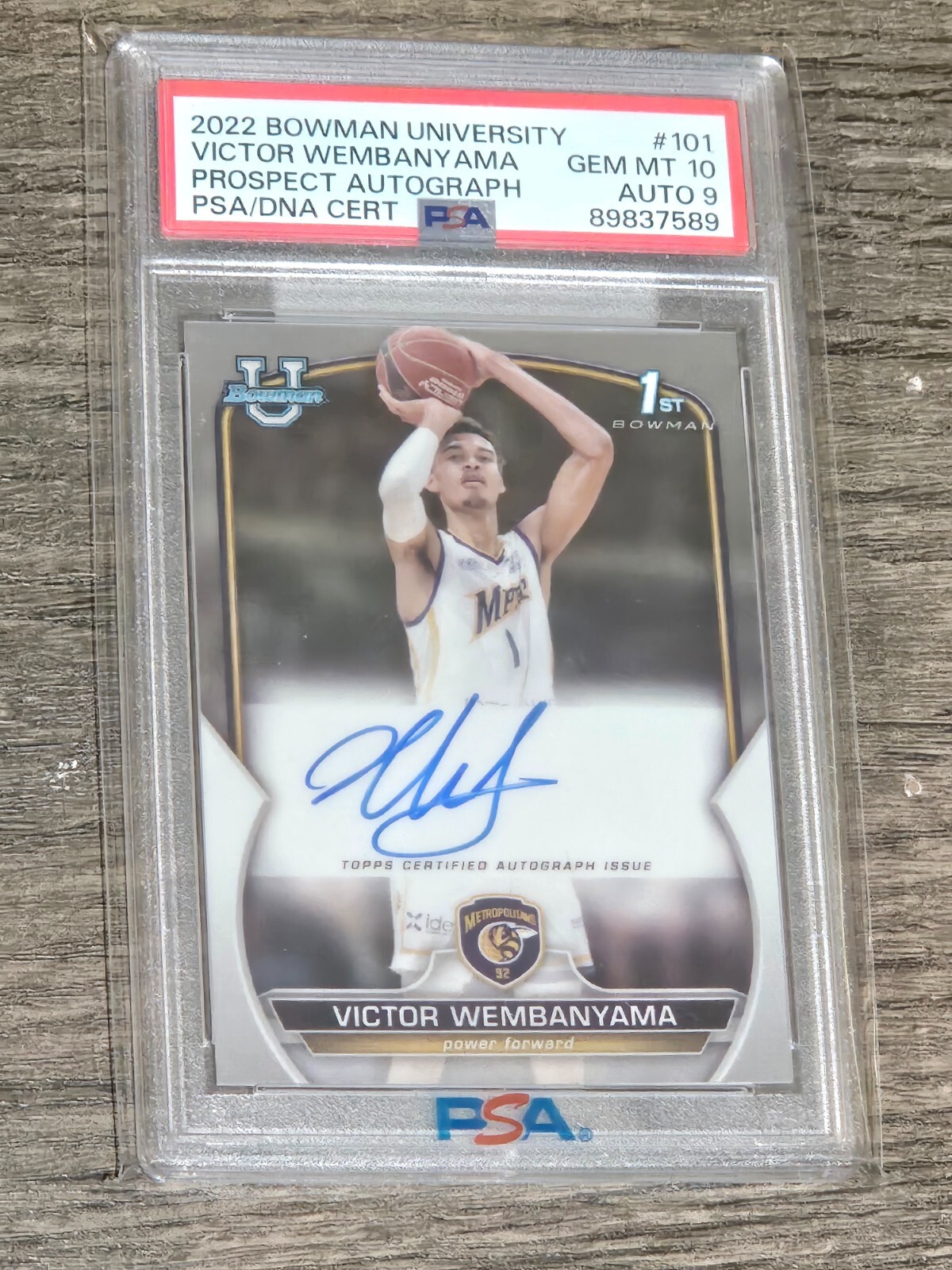 ⭐️🔥2022-23 Bowman University Chrome 1st VICTOR WEMBANYAMA PSA 10 Auto 9 Rc💎⭐️
