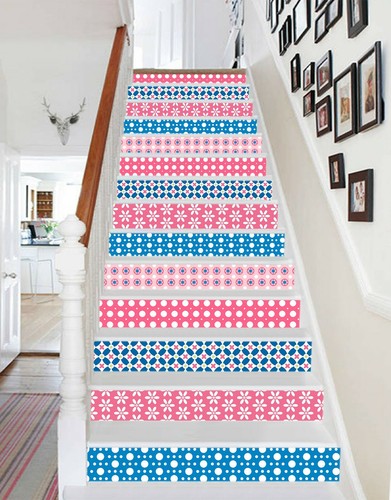3D Cute Pink Blue 507NA Stair Risers Decoration Photo Mural Decal ...