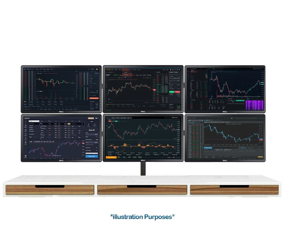 6 Six Hex Monitor Bracket Arm Clamp Base Stand Support Office Trading Gaming - Image 3 of 4