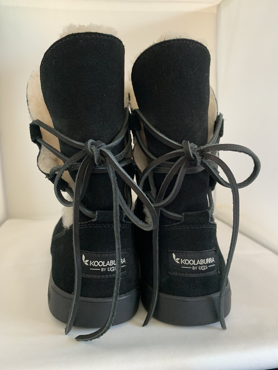 Koolaburra by UGG Shazi Suede Short Tie Back Boots Black Women's